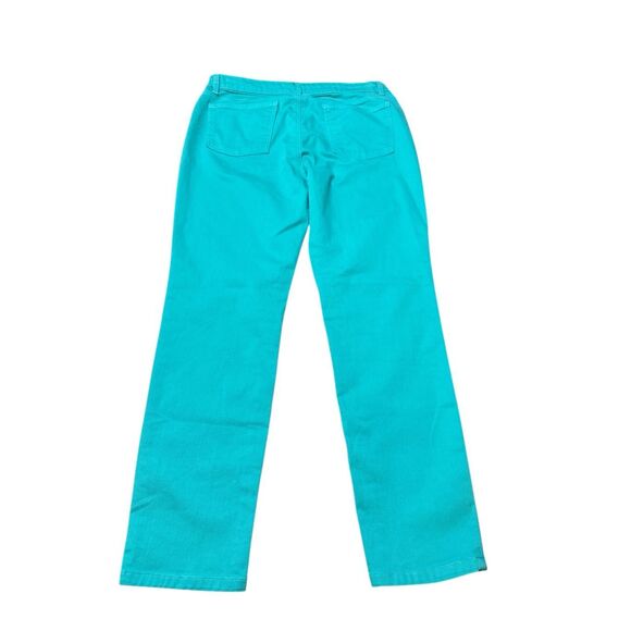 2 Eileen Fisher Pants Cotton blend 5-pocket Jean Style size 8 Aqua And Salmon - Picture 5 of 10